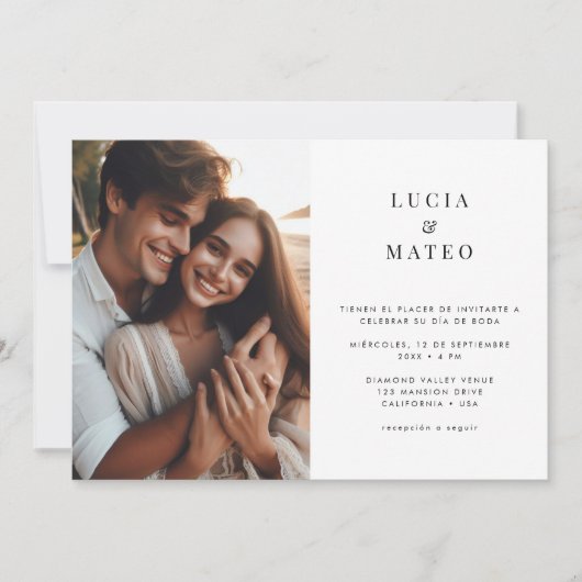 Minimale Spaanse bruiloft foto Kaart (Voorkant)