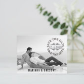 Minimale sparen de Datum moderne trouwfoto Aankondigingskaart (Staand voorkant)