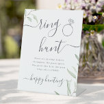 Minimale spelcode voor groene ringjacht op vrijgez reclamebord met voetstuk<br><div class="desc">Vermaak je gasten met deze leuke ringjacht vrijgezellenfeest ringgame,  met de botanische foliage groenery design van de waterverf en een stijlvol modern script,  eenvoudig en elegant,  geweldig voor modern rustig vrijgezellenfeest,  botanische tuinbruiloft feestjes. Bekijk alle vrijgezellenfeest games in collectie.</div>