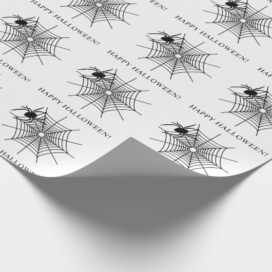 Minimale Spider en SpiderWeb Happy Halloween Cadeaupapier (Hoek)