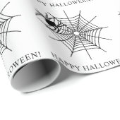 Minimale Spider en SpiderWeb Happy Halloween Cadeaupapier (Rol Hoek)
