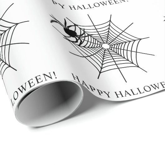 Minimale Spider en SpiderWeb Happy Halloween Cadeaupapier (Rol Hoek)