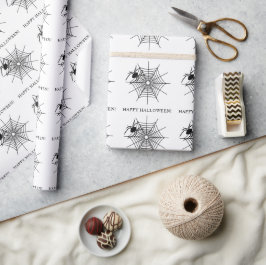 Minimale Spin en Spinneweb Gelukkig Halloween Cadeaupapier