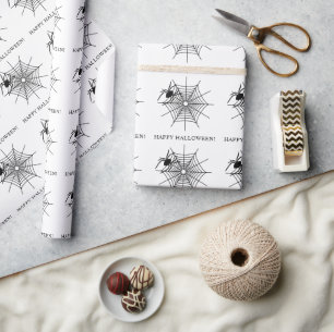 Minimale Spin en Spinneweb Gelukkig Halloween Cadeaupapier