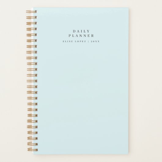 Minimale spiraalblauwe dagplanner planner (Voorkant)