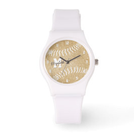 Minimale sport girly goud monogram softbal horloge