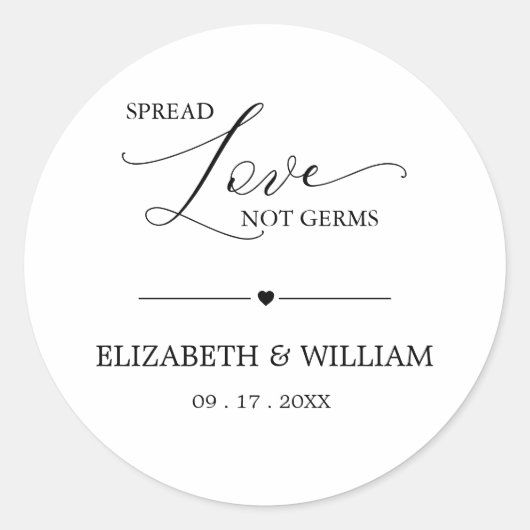 Minimale Spread Love Not Germs Hand Sanitizer Favo Ronde Sticker (Voorkant)