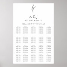 Minimale spreidingskaart voor legant monogram brui poster