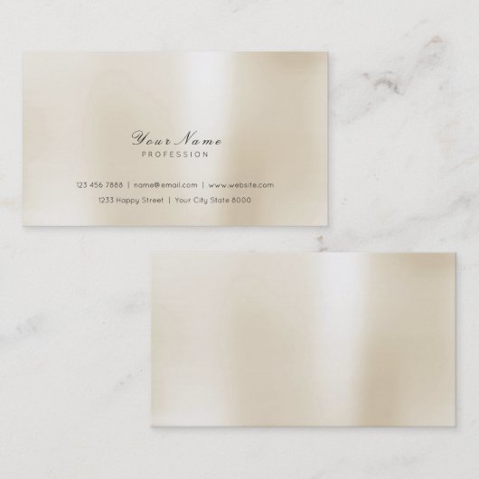 Minimale Staalval Pearly Ivory Delicate Script Vip Visitekaartje (Voorkant / Achterkant)