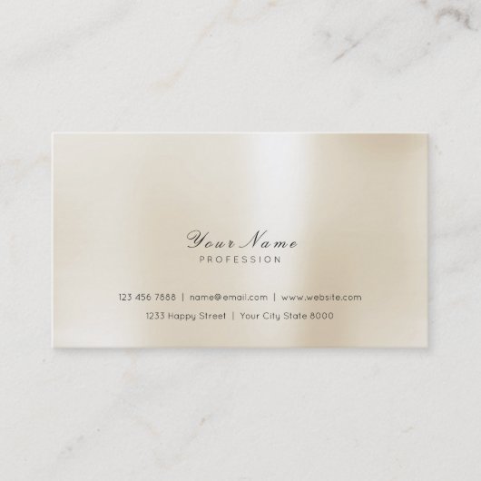 Minimale Staalval Pearly Ivory Delicate Script Vip Visitekaartje (Voorkant)