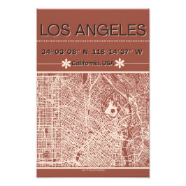 Minimale stadsplattegrond poster van Los Angeles