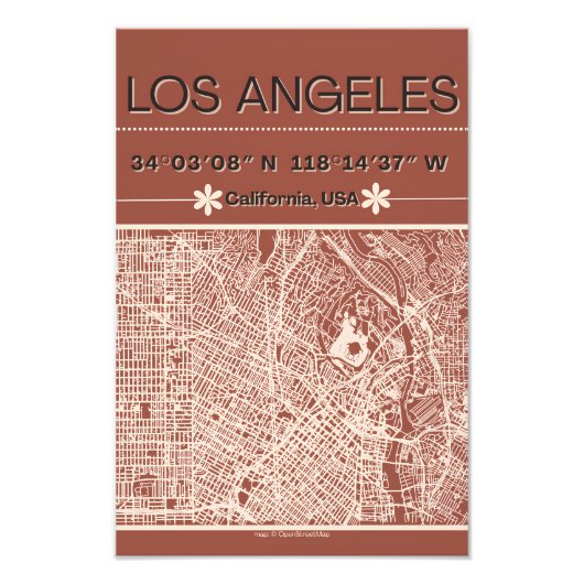 Minimale stadsplattegrond poster van Los Angeles (Voorkant)