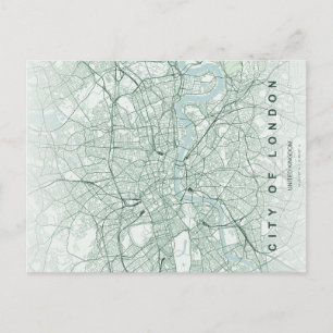 Minimale stadsplattegrond van Londen op ansichtkaa Briefkaart