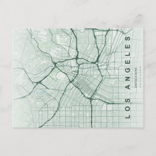 Minimale stadsplattegrond van Los Angeles op ansic Briefkaart