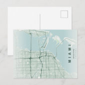 Minimale stadsplattegrond van Miami-ansichtkaart Briefkaart (Voorkant / Achterkant)