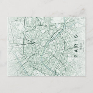 Minimale stadsplattegrond van Parijs op ansichtkaa Briefkaart