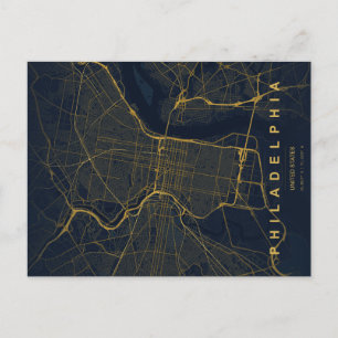 Minimale stadsplattegrond van Philadelphia-ansicht Briefkaart