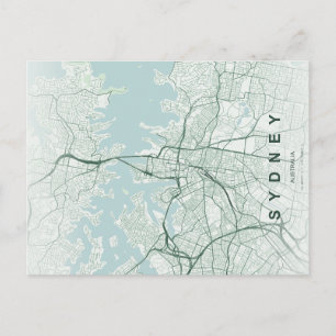Minimale stadsplattegrond van Sydney op ansichtkaa Briefkaart
