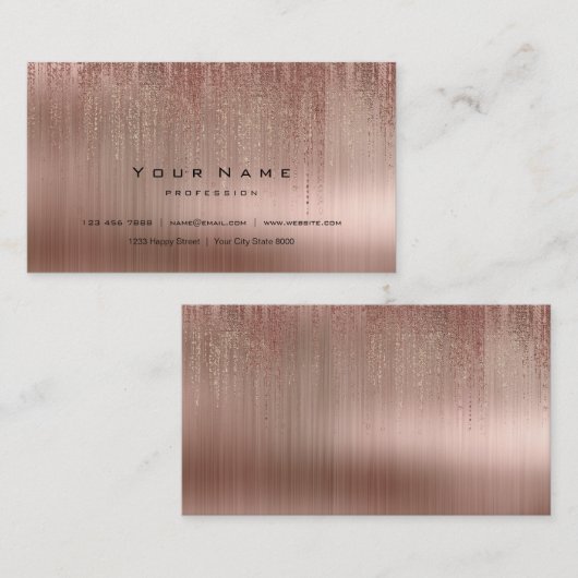 Minimale stalen koperroze goudmatrix Regen Blush Visitekaartje (Voorkant / Achterkant)