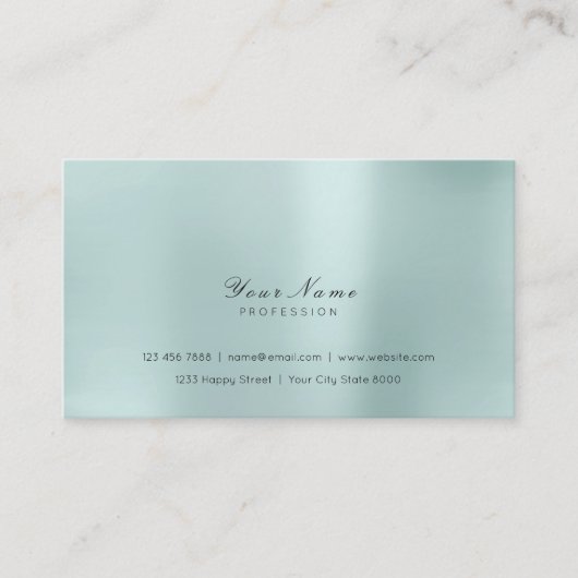 Minimale stalen voorkant Aqua Delicate Script Vip Visitekaartje (Voorkant)