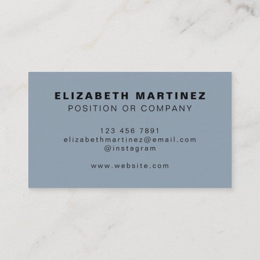 Minimale standaard blauwe, moderne, professionele  visitekaartje (Achterkant)