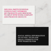 Minimale standaard hot-roze seriële tekst visitekaartje (Voorkant / Achterkant)