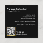 Minimale standaard moderne zwart- en Gold QR-code Vierkante Visitekaartje (Achterkant)