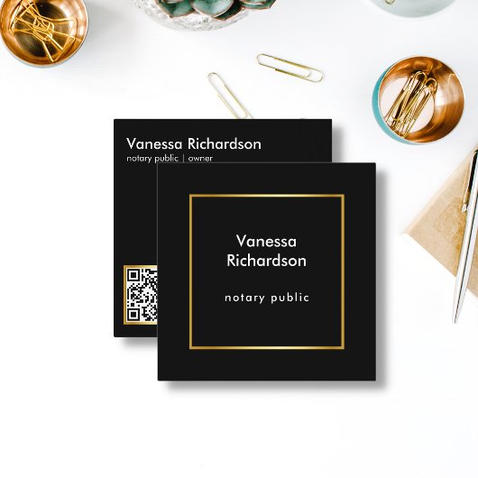 Minimale standaard moderne zwart- en Gold QR-code Vierkante Visitekaartje