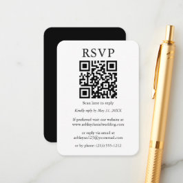 Minimale standaard zwarte RSVP voor bruiloft QR Informatiekaartje