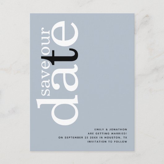 Minimale standaardblauwQR-codetekst opslaan datum Briefkaart (Voorkant)