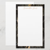 Minimale standaardnaam voor moderne zwarte marmer briefpapier (Voorkant / Achterkant)