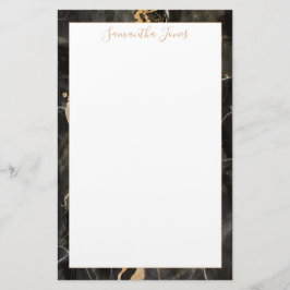 Minimale standaardnaam voor moderne zwarte marmer briefpapier