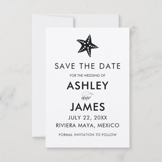Minimale Starfish Save the Date Wedding, Kraft (Voorkant)