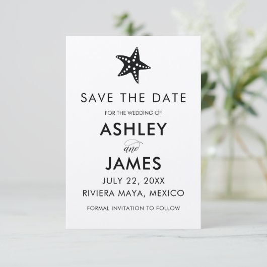 Minimale Starfish Save the Date Wedding, Kraft (Staand voorkant)