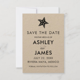 Minimale Starfish Save the Date Wedding, Kraft