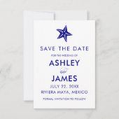 Minimale Starfish Save the Date Wedding, Navy (Voorkant)