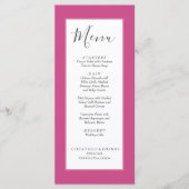 Minimale Stevige Kleur Fuchsia Magenta Roze Huweli Menu (Voorkant)