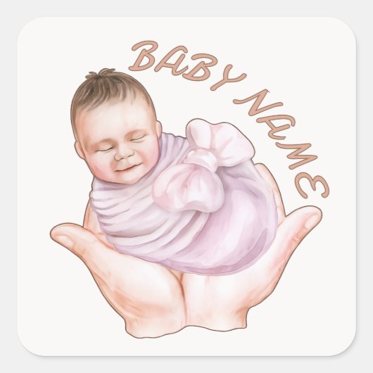 Minimale sticker voor pasgeboren welkomst envelop (Voorkant)