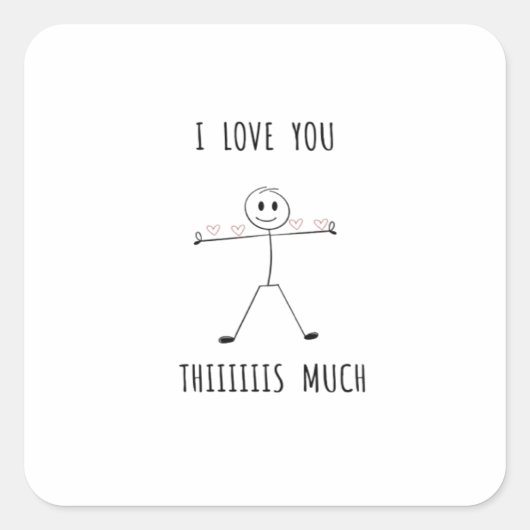 Minimale stickfiguur Valentijnsdag Vierkante Sticker (Voorkant)