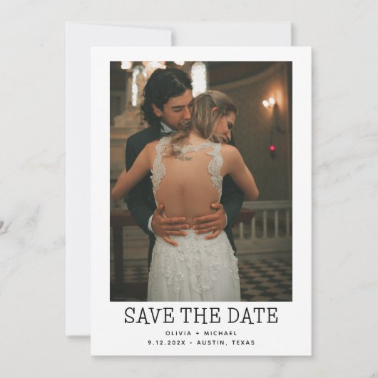 Minimale stijl | Eén foto slaat de datum op Save The Date (Voorkant)