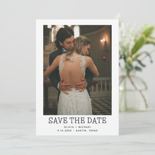 Minimale stijl | Eén foto slaat de datum op Save The Date (Staand voorkant)