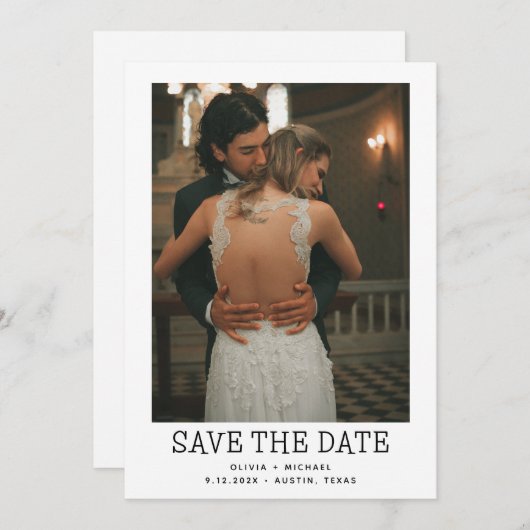 Minimale stijl | Eén foto slaat de datum op Save The Date (Voorkant / Achterkant)