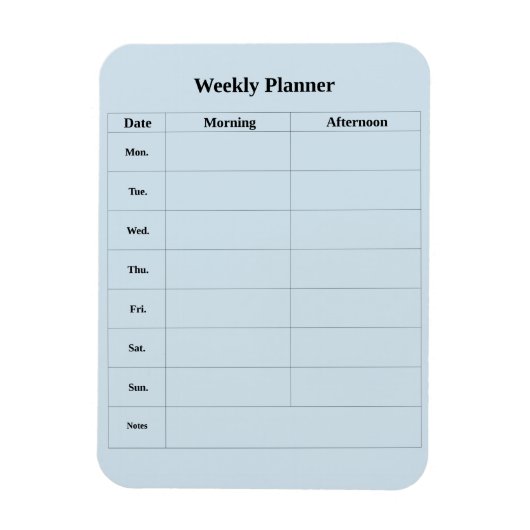 Minimale stijl Engels Weekplanner Magneet (Verticaal)
