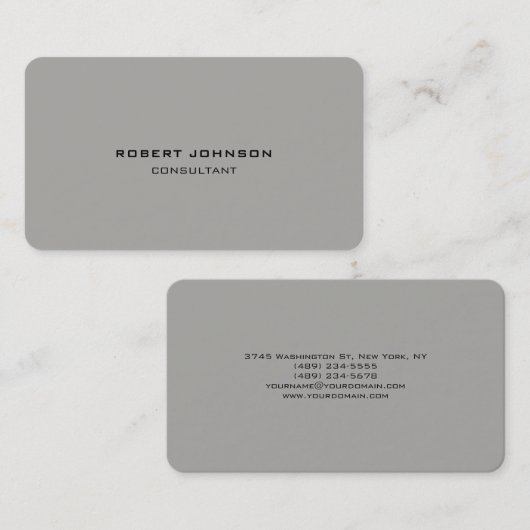Minimale stijl gewoon modern, grijs professioneel visitekaartje (Voorkant / Achterkant)
