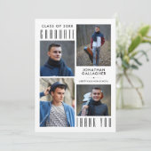 Minimale stijlvol Afstuderen U vijf foto's zwart Bedankkaart (Staand voorkant)