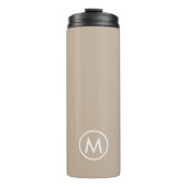Minimale stijlvolle beige monogram reismuis thermosbeker (Voorkant)