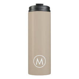 Minimale stijlvolle beige monogram reismuis thermosbeker