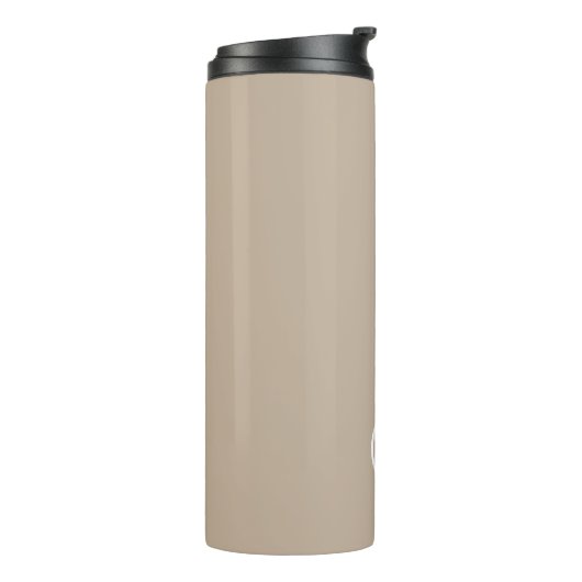 Minimale stijlvolle beige monogram reismuis thermosbeker (Gedraaid links)