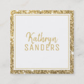 MINIMALE STIJLVOLLE eenvoudige rand gouden glitter Vierkante Visitekaartje (Voorkant)