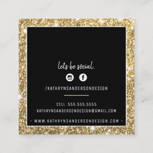 MINIMALE STIJLVOLLE eenvoudige rand gouden glitter Vierkante Visitekaartje (Achterkant)